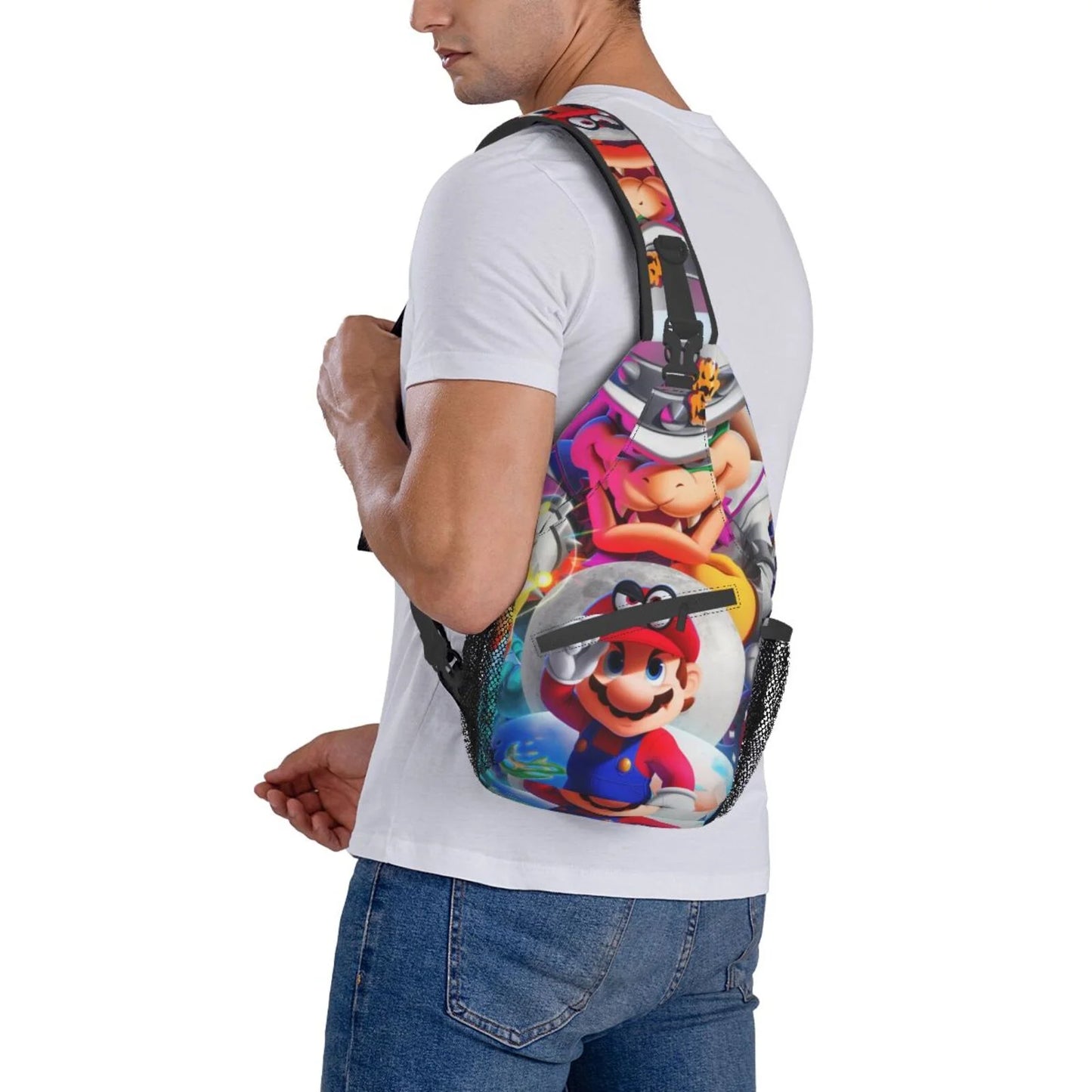 Super Mario Odyssey Chest Bags Crossbody Sling Backpack Unisex Travel Hiking Daypack Shoulder Bag Gifts For Women Men