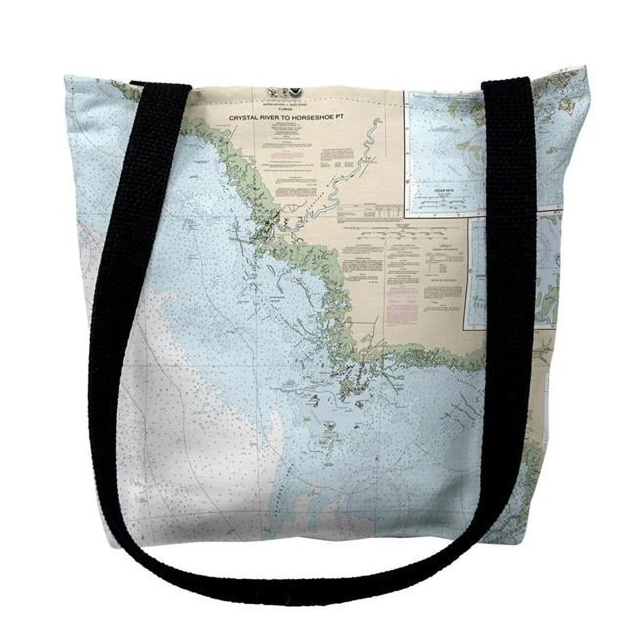 16 x 16 in. Crystal River to Horseshoe Point, FL Nautical Map Tote Bag - Medium