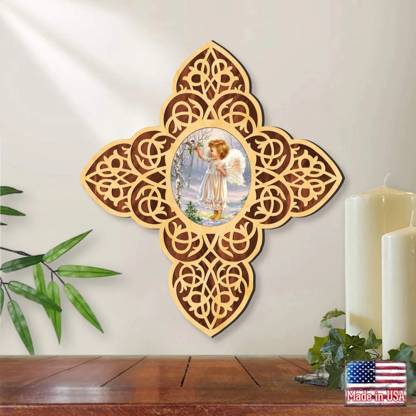 Angel Girl Filigree Wooden Cross by D. Gelsinger | Inspirational Icon D�cor - 88482-DG