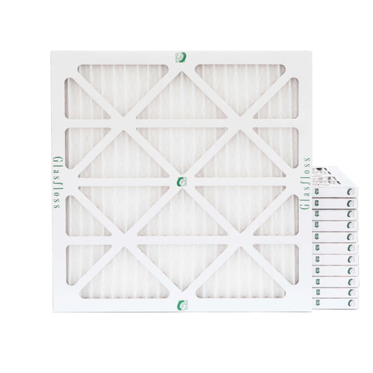 12 Pack of 12x12x1 MERV 10 Pleated Air Filters by Glasfloss. Actual Size: 11-1/2 x 11-1/2 x 7/8