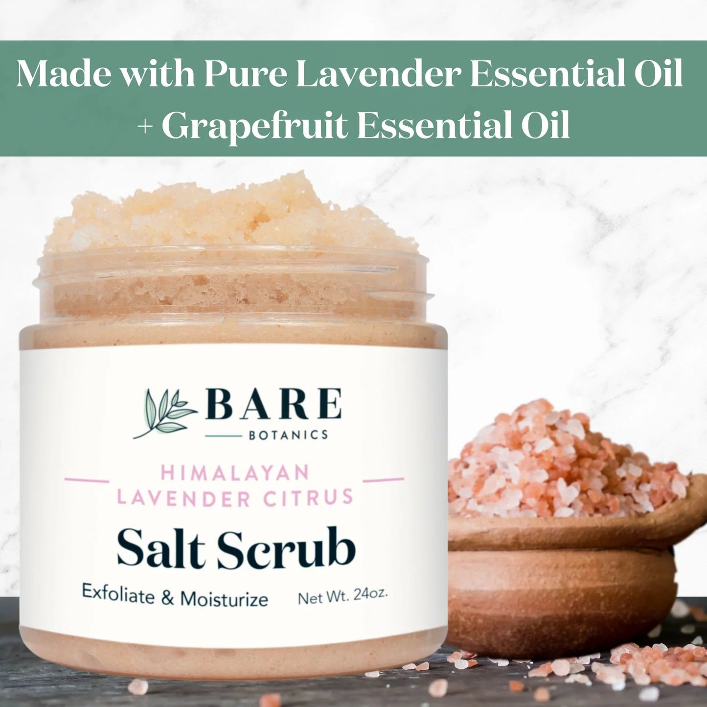 Bare Botanics Body Scrub Lavender Citrus Himalayan Salt Scrub 24 oz