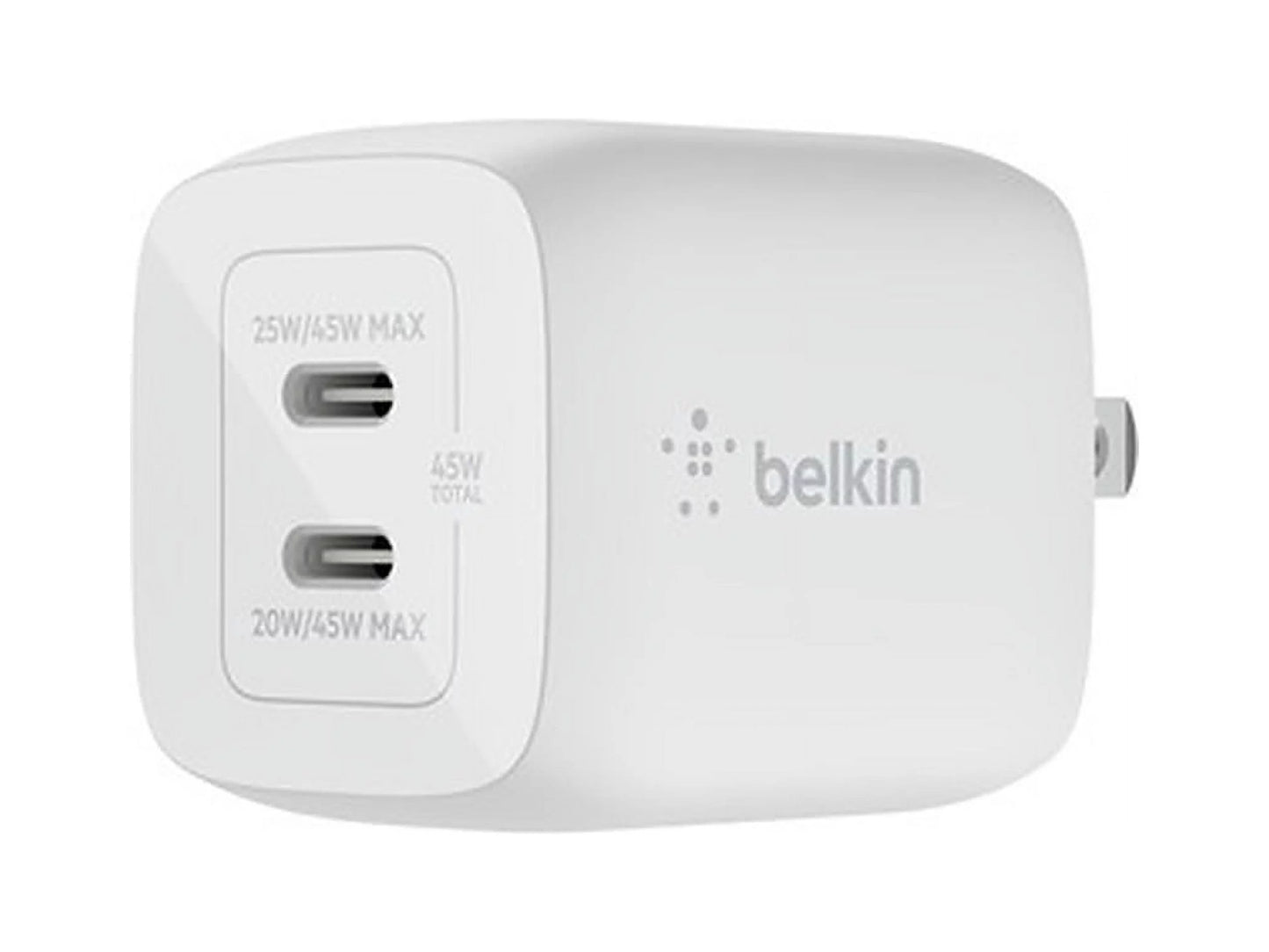 Belkin 45W DUAL USB-C GAN WALL CHARGER WITH PPS White Model WCH011DQWH