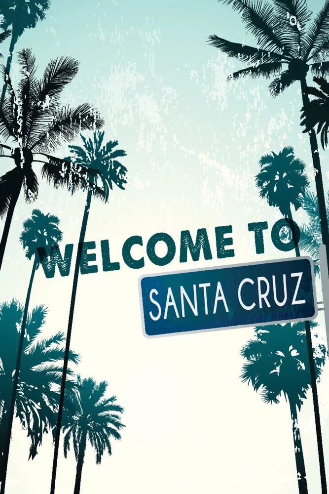 Santa Cruz, California, Street Sign and Palms (19x27 inches, Premium 500 Piece Jigsaw Puzzle for Adults and Family, Made in USA)