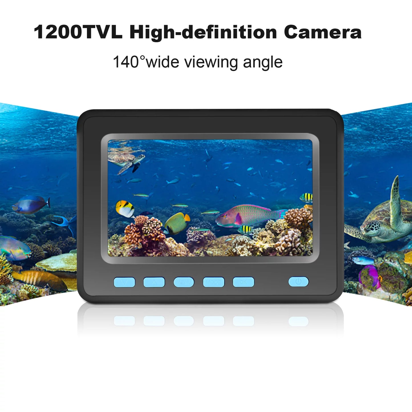 Walmeck 20M/30M 1200TVL Underwater Fishing Camera Fish Finder 4.3'' LCD 8PCS IR LED Night Vision Camera for Ice Boat Fishing