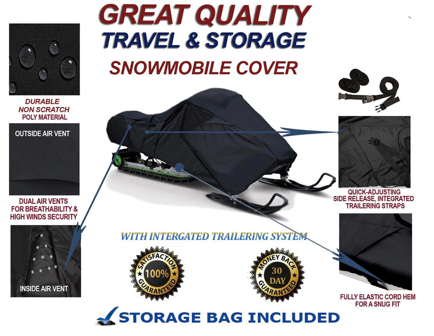 300D Snowmobile Travel and Storage Cover Compatible for 2005-2005 Ski Doo Bombardier GSX Limited 600 HO Sleds. Slush and Mud Protection