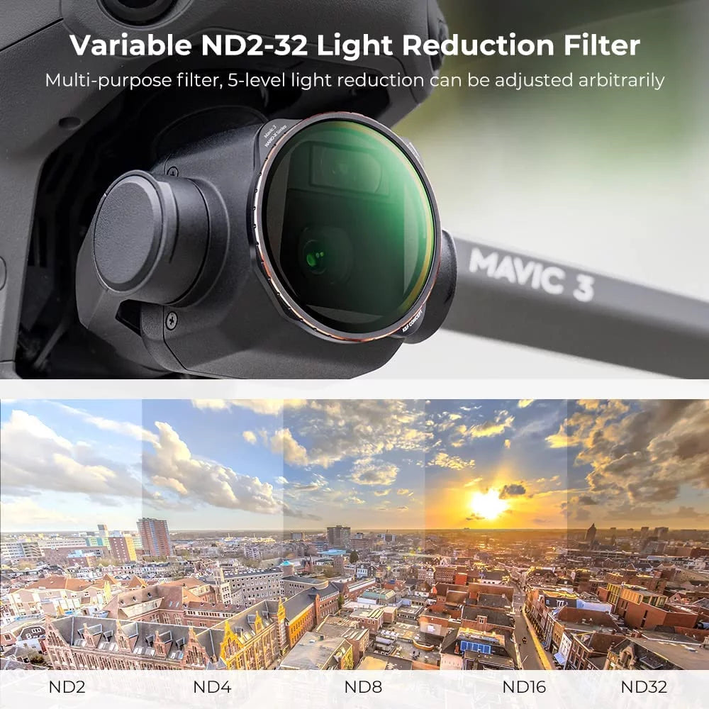 Variable ND2-ND32 (1-5 Stops) ND Filter for DJI Mavic 3 / Mavic 3 Cine, Neutral Density Filter with 28