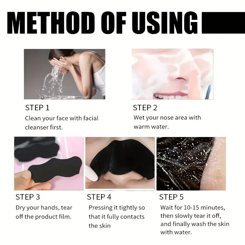 100pc Deep Cleansing Pore Patch, A Nose Patch For Oily Skin To Remove Blackheads, Instantly Unblocking Pores, Using Natural Charcoal To Reduce Oil By Three Times