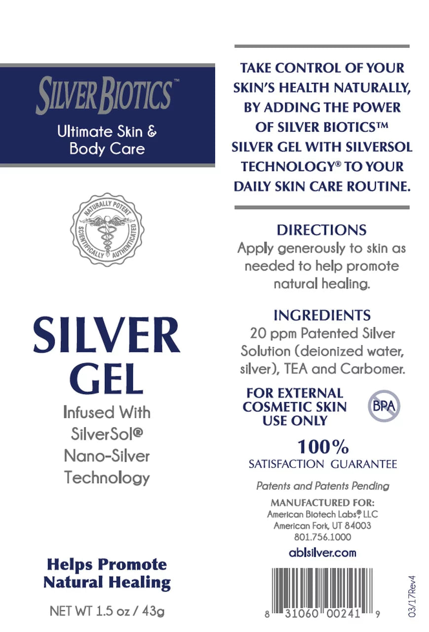 American Biotech Labs Silver Biotics Silver Gel Ultimate Skin & Body Care 4 oz