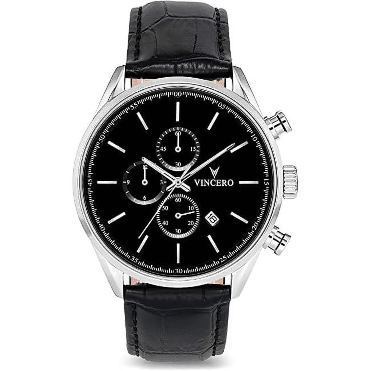 Vero BLA-SIL-S02 Vincero Luxury Mens Chrono S Wrist Watch, Black & Silver