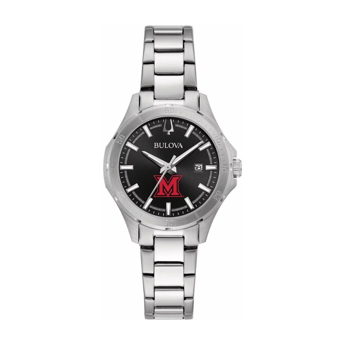 Women's Bulova Black Miami University RedHawks Stainless Steel Classic Sport Watch