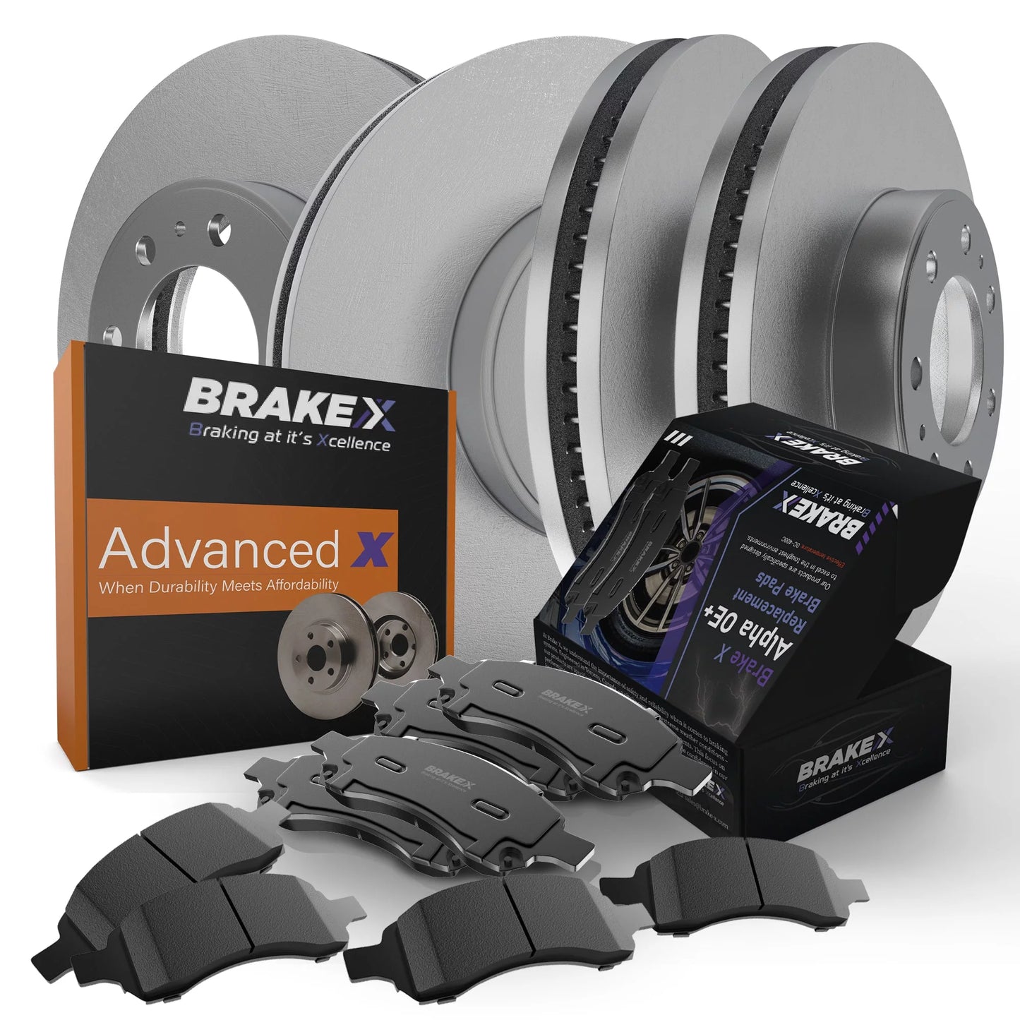 [Front and Rear] Brake X Advanced X Replacement Disc Rotors and Premium Ceramic Brake Pads Kit | 12 Piece Set | For 2012-2017 Buick Verano 2.4