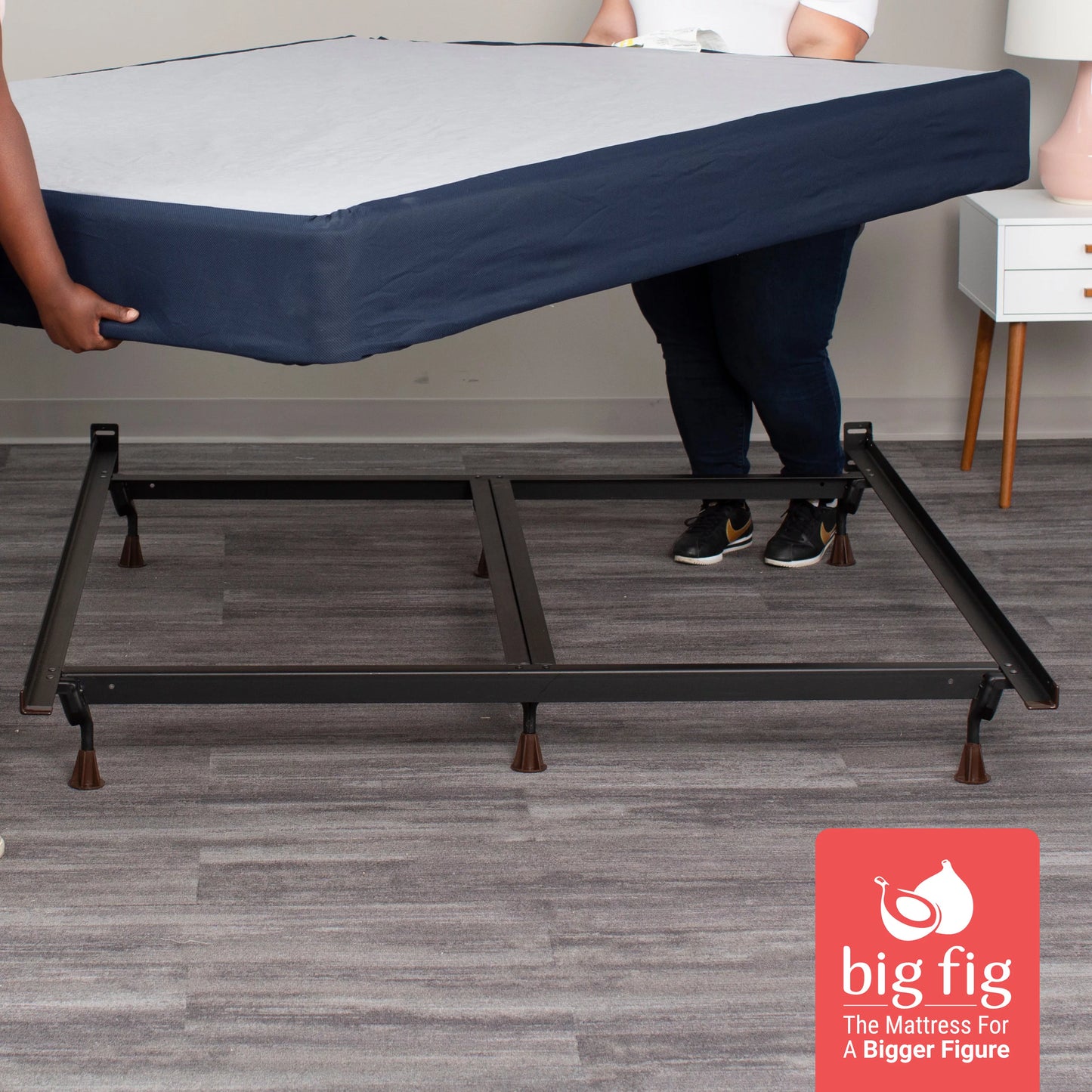 Big Fig Matress Heavy Duty Steel Bed Frame, Supports up to 2,000 Pounds, King Size