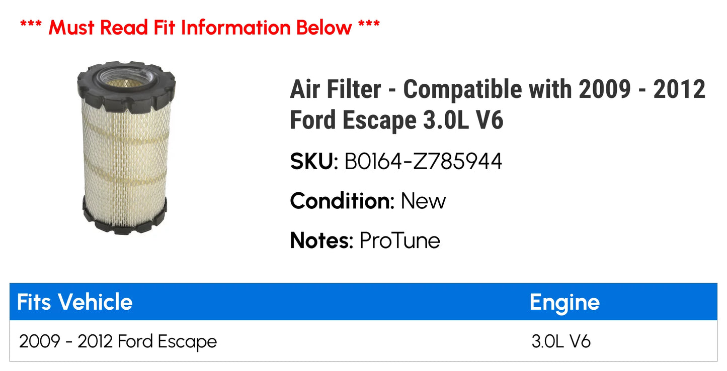 Air Filter - Compatible with 2009 - 2012 Ford Escape 3.0L V6 2010 2011