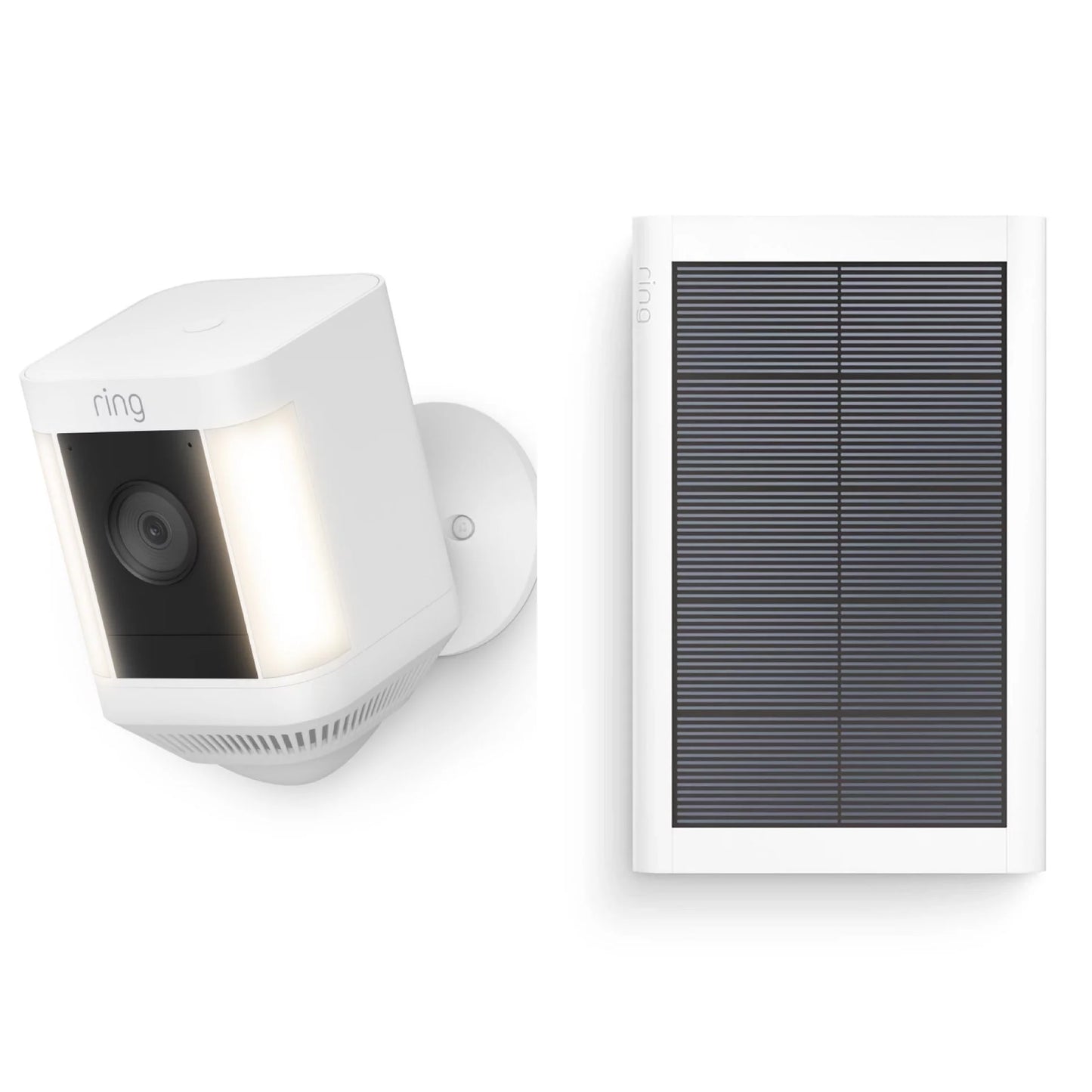 Ring_Video Spotlight Plus Battery Camera & Solar Panel Bundle with Savings Story Cleaning Cloth, Night Vision, HD, Wifi, Security