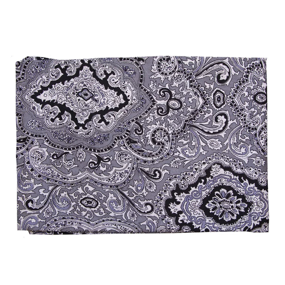 WYOMING TRADERS Paisley Silver/Black Regular Jacquard Silk Scarf (PSB)