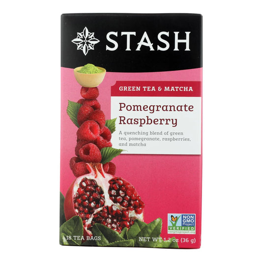 Stash Pomegranate Raspberry Green Tea With Matcha - 18 Tea Bags - Case Of 6