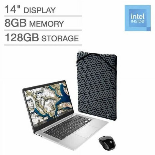 14" Chromebook Portable computer Bundle - Intel Celeron - 1080p - Bonus Sleeve & Wireless Mouse Notebook PC