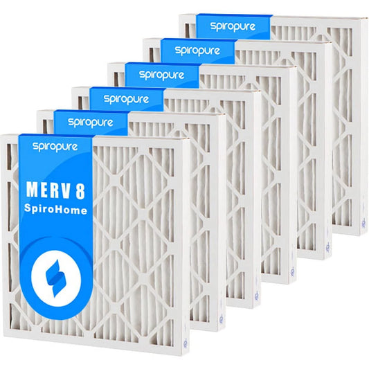 SpiroPure 24X28X2 MERV 8 Pleated Air Filters - Made in USA (6 Pack)