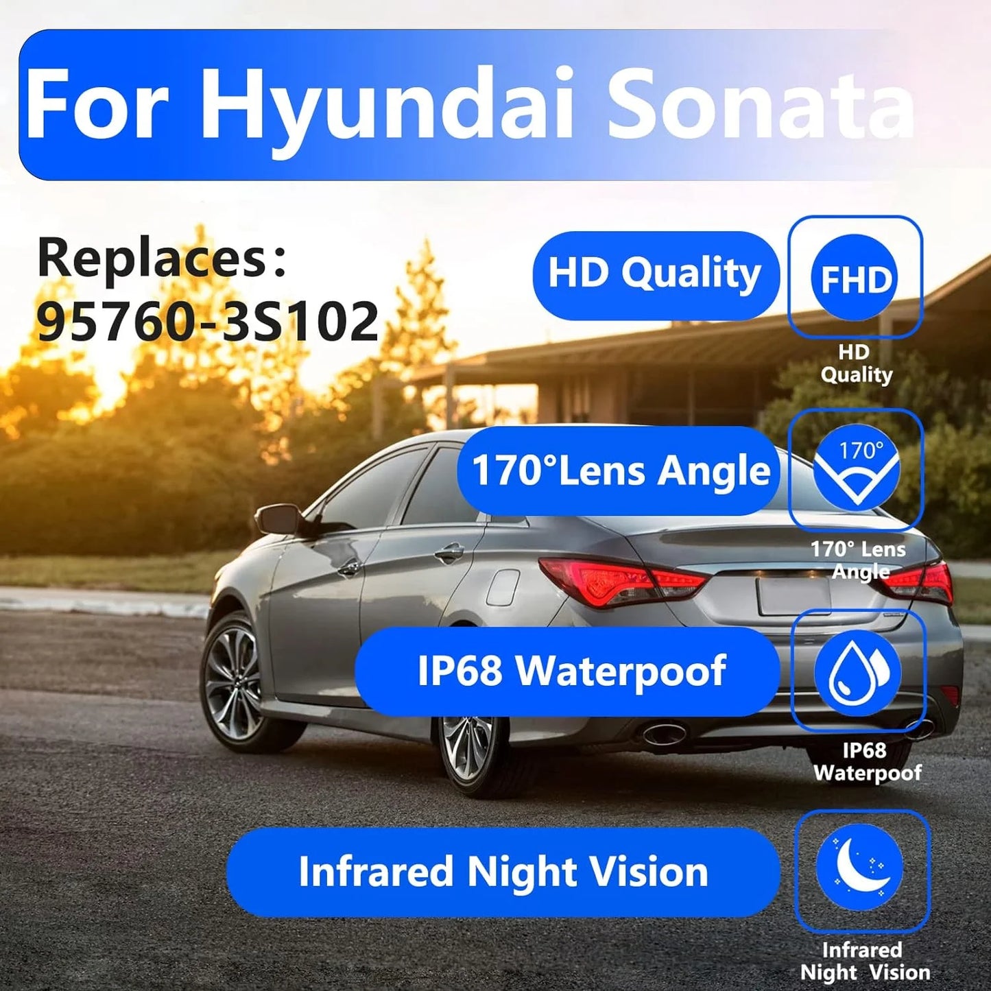 95760-3S102 Rear View Reversing Backup Camera Compatible with Hyundai Sonata 2011 2012 2013 2014 Replaces#