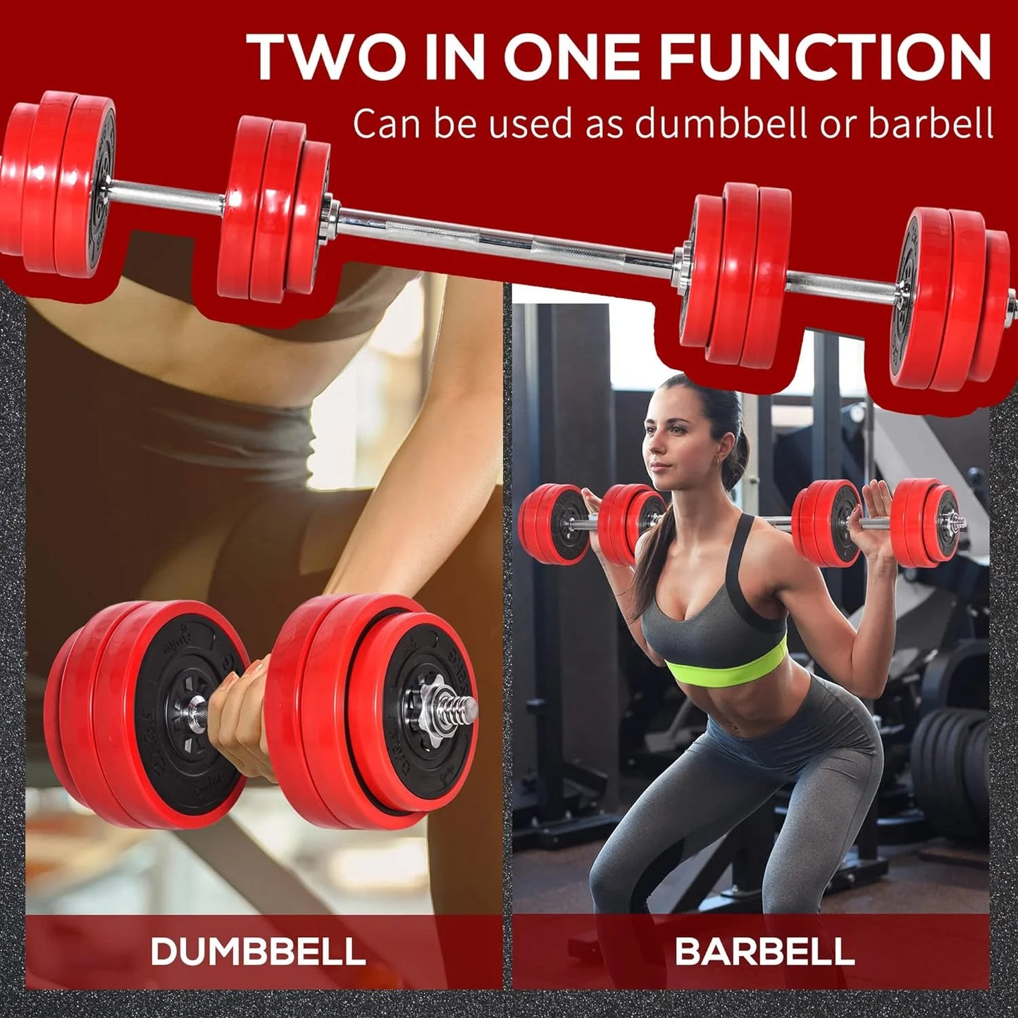 Soozier Adjustable Dumbbell Set, Convertible to Barbell Weight Set for Home Gym Women and Men Weight Lifting Training