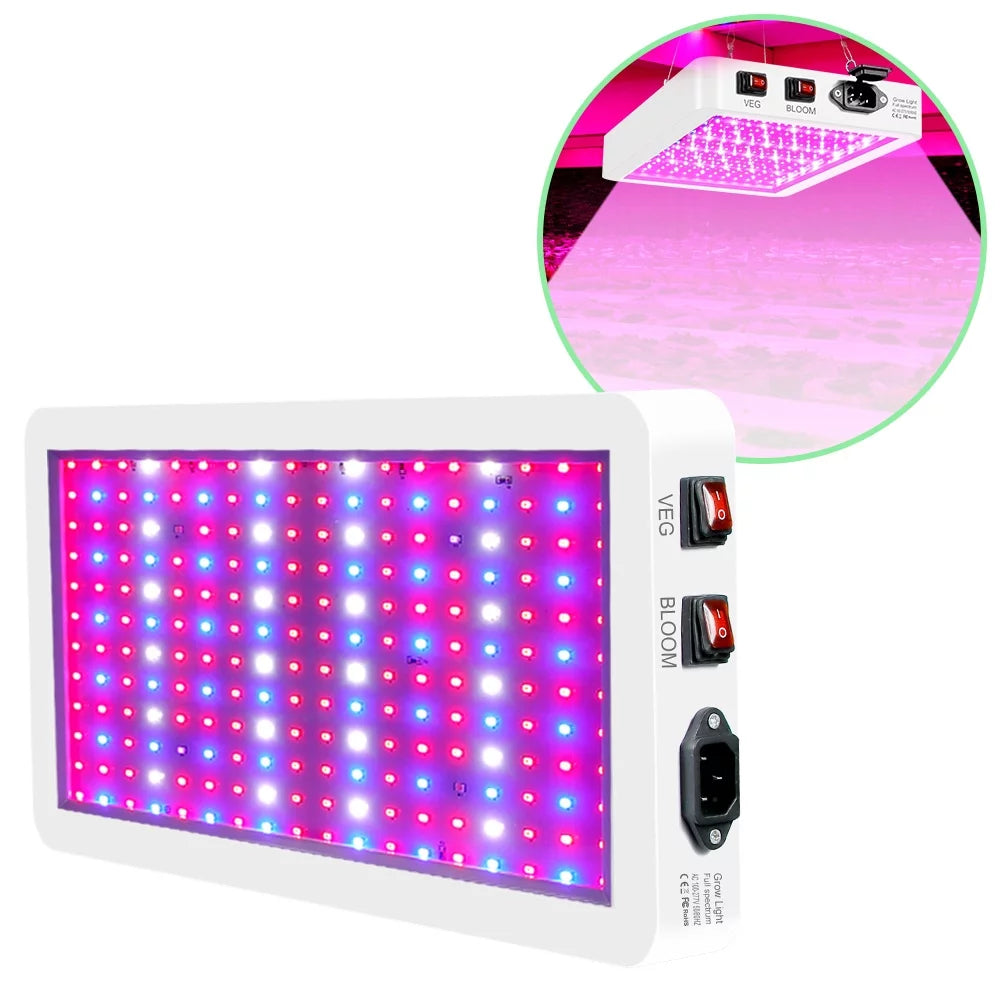 2000W LED Grow Light for Indoor Veg Plants Growing Lamp 312LEDs Full Spectrum IP65 Waterproof for Seedlings Flowers Greenhouse