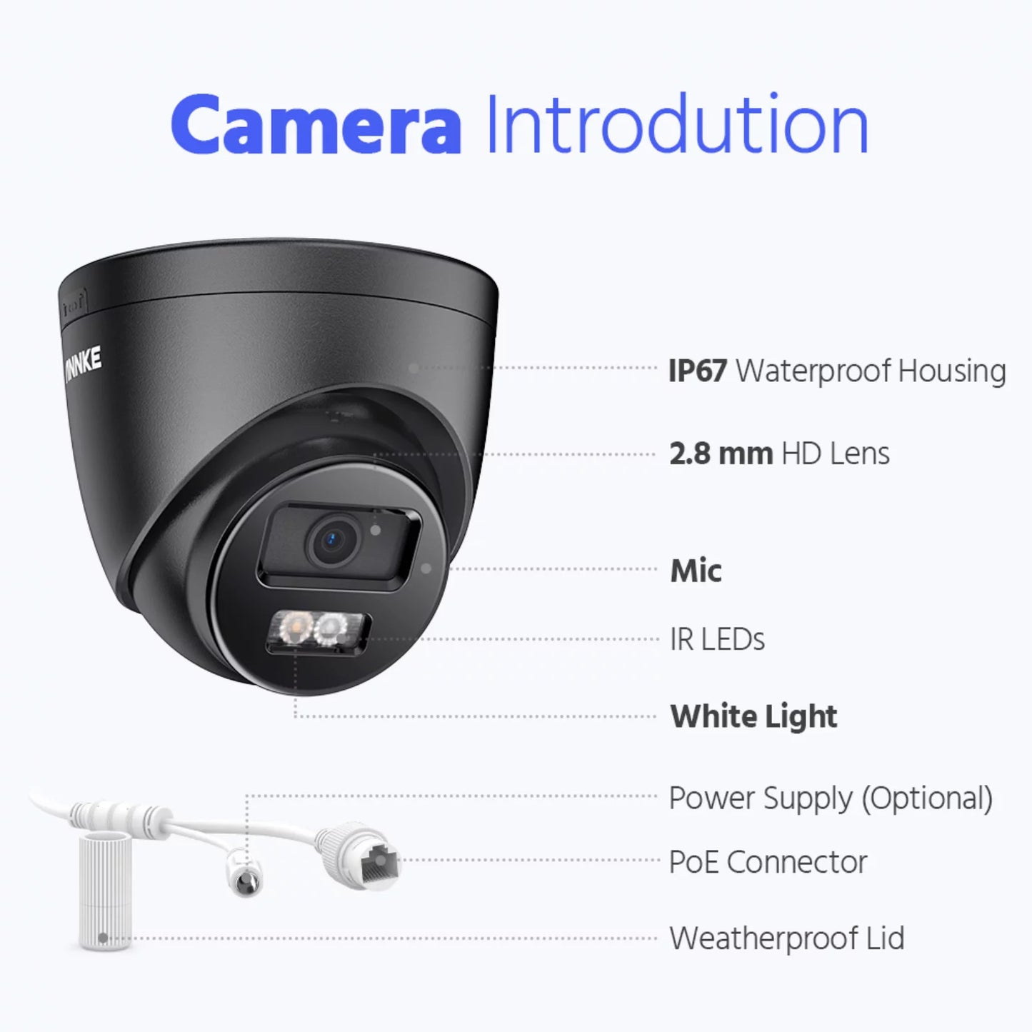 ANNKE 3K PoE Security Camera, Black Outdoor Turret Surveillance Wired Cameras for Home Security, AI Human/Vehicle Detection, Smart Dual Light, Color Night Vision, 120 dB WDR, 2.8mm Lens, Built-in Mic