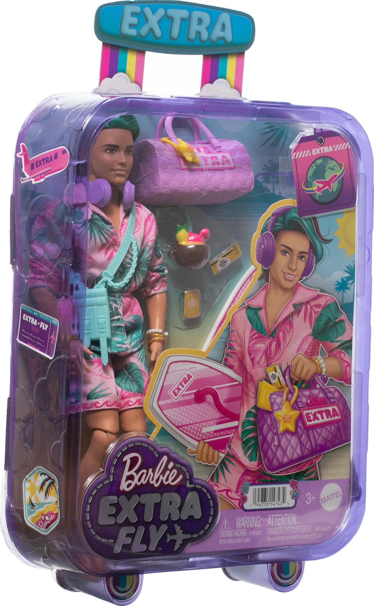 Travel Ken Doll with Beach Fashion, Barbie Extra Fly