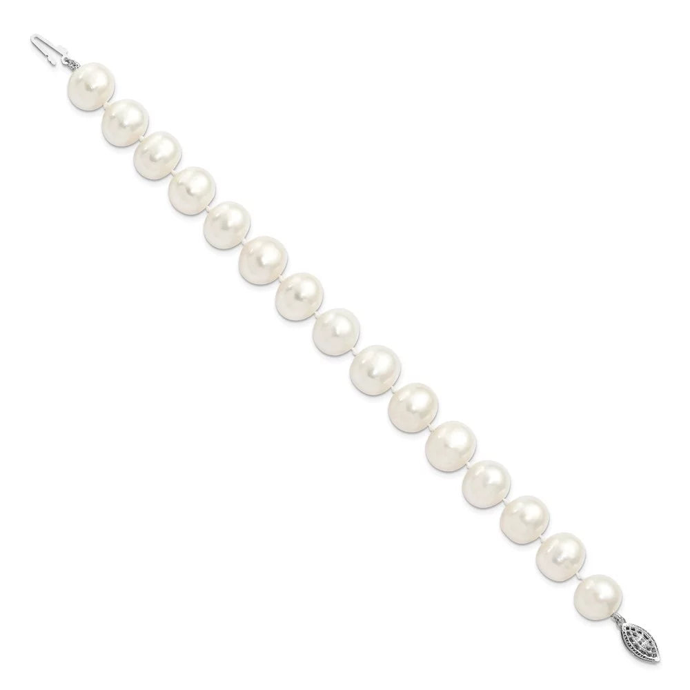 Auriga 925 Sterling Silver White Pearl Bracelet 7.25inch for Women