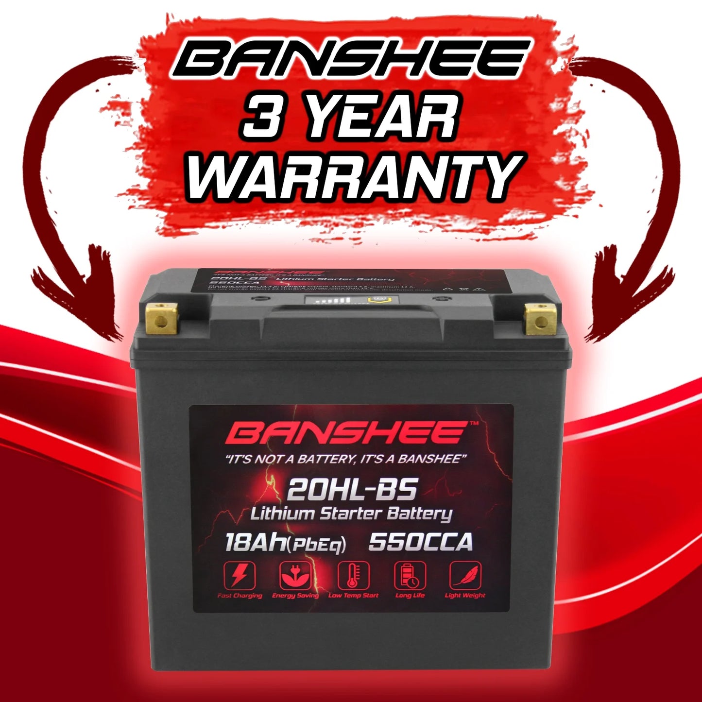 Banshee 20L-BS LiFePO4 Motorsports Battery Compatible with Kawasaki JT1500 Ultra 310X SE 2014 to 2019