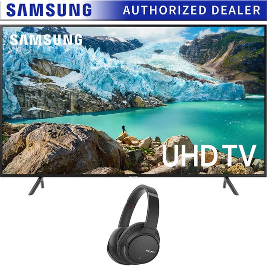 Samsung 50 inch RU7100 LED Smart 4K UHD TV 2019 Model Bundle with Sony WH-CH700N Wireless Noise Canceling Bluetooth Headphones Black