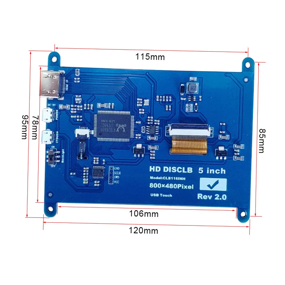 Andoer 5 Inch HD Capacitive Touchscreen Display 800*480 Resolution Small Portable Monitor with USB HD Interface Compatible with Raspberry Pi Tool