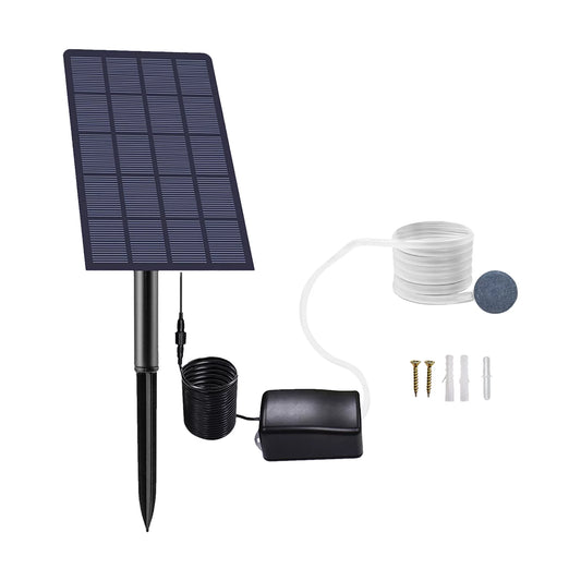 Uteam 2W Plug-in Aerator Air Pump Solar Powered for Aquarium Fish Tank with Pipe Bubble Stones Ideal for Garden Pond Pool