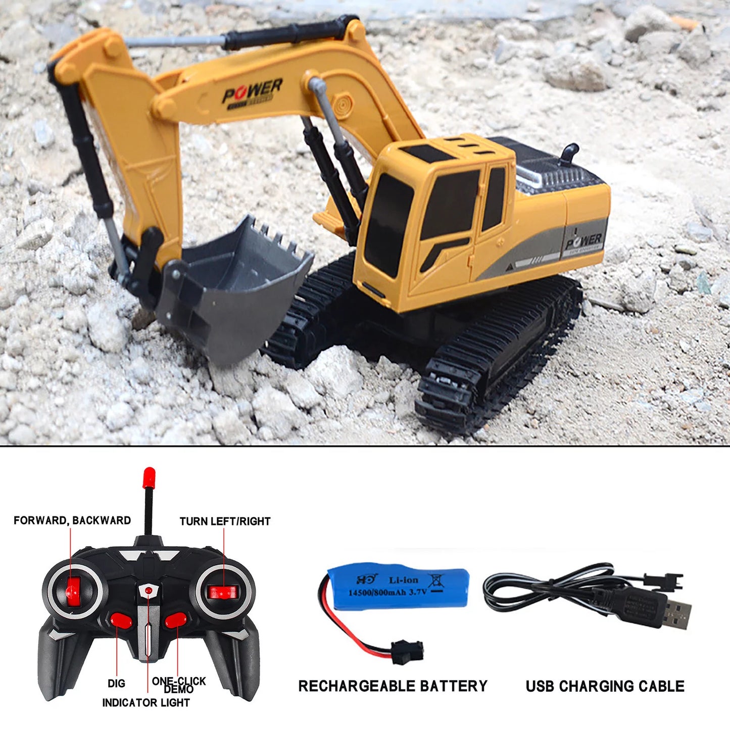 YHAIOGS RC Trucks Mini RC ExcavaTOr 1:24 Alloy Plastic Engineering Car Christmas Electri