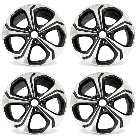 18" SET OF 4 18X7.5 Machined BLACK Wheels For 2014 2015 Honda Civic OEM Quality Replacement Rim