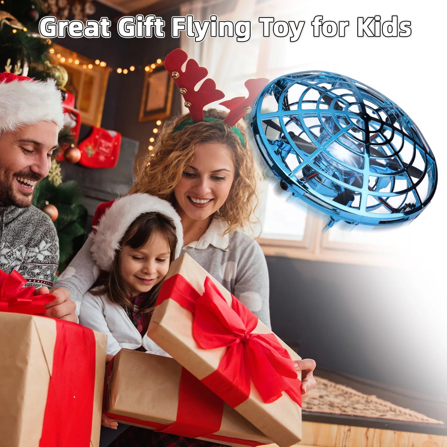 SUPER JOY Hand Operated Drone for Kids or Adults, Hands Free Motion Sensor Mini Drone,Small UFO Toy Flying Ball Drone Toy with light for Boys and Girls