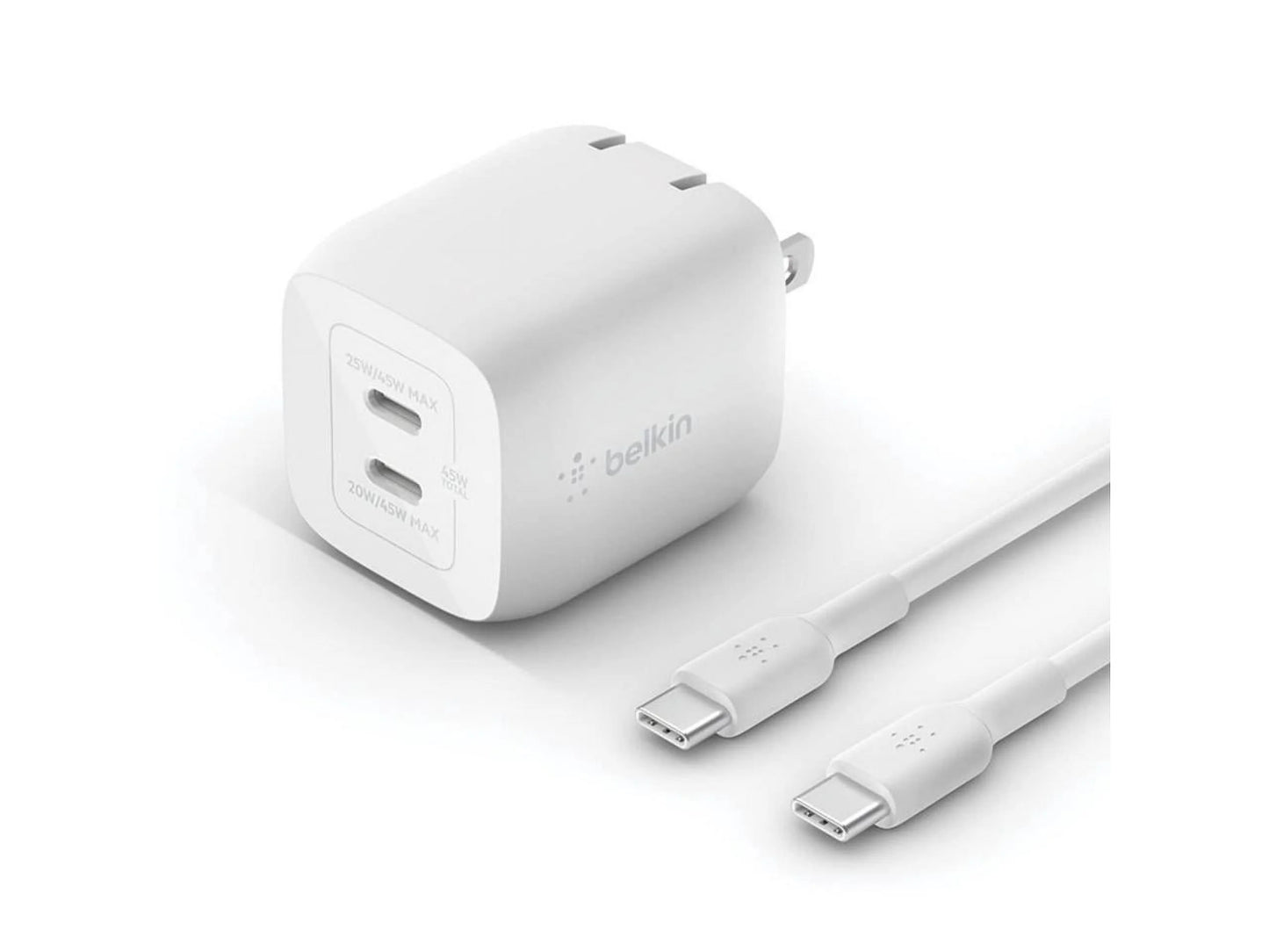 Belkin 45W DUAL USB-C GAN WALL CHARGER WITH PPS White Model WCH011DQWH