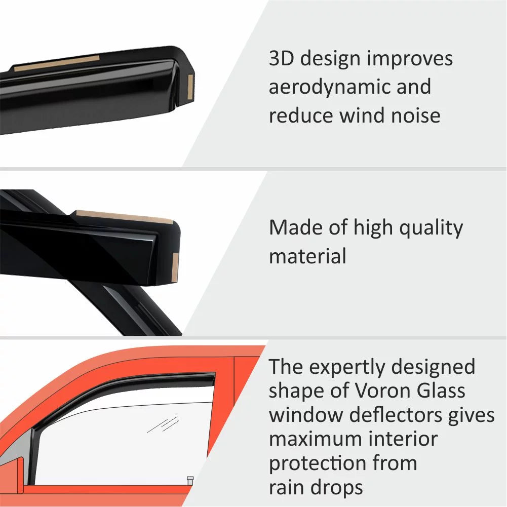 Voron Glass in-Channel Extra Durable Rain Guards for Honda Odyssey 2018-2024, Window Deflectors, Vent Window Visors, 4 Pieces - 200262