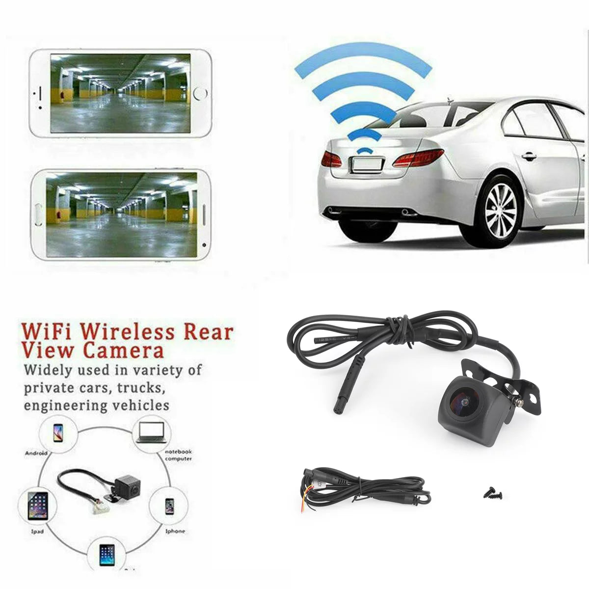 175 WiFi Car Rear View Cam Backup Wireless Camera Fit For iPhone Android