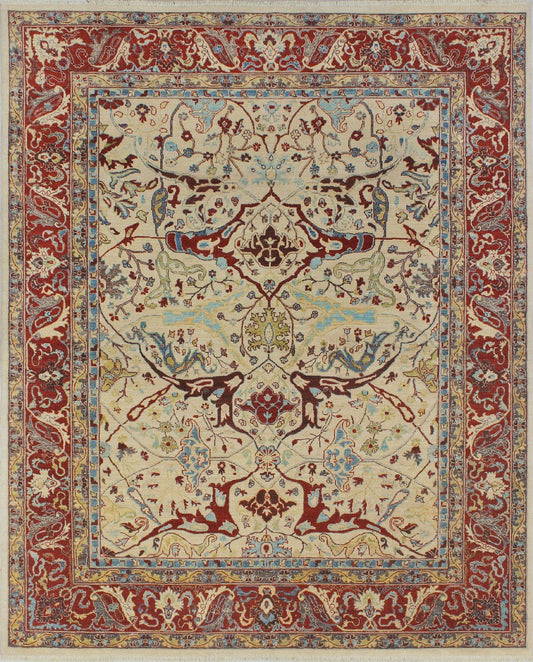 Aria Quinton Ivory/Red Rug, 7'10" x 9'11"