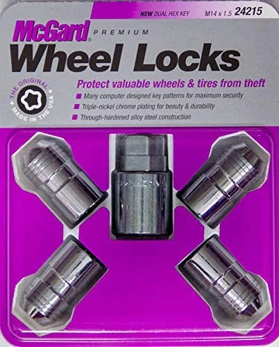 24215 Chrome Cone Seat Wheel Locks (M14 X 1.5 Thread Size) - Set of 4