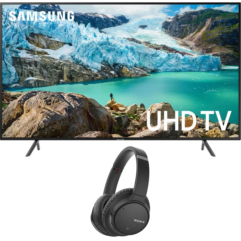 Samsung 50 inch RU7100 LED Smart 4K UHD TV 2019 Model Bundle with Sony WH-CH700N Wireless Noise Canceling Bluetooth Headphones Black