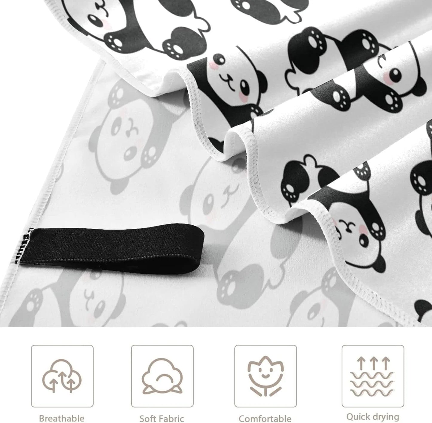 Bestwell Cute Cartoon Panda Pattern Beach Towel Oversized Towel Blanket, Thin Lightweight Microfiber Sand Free Quick Dry Towel, 31”X71” Multipurpose Pool Bath Yoga Swim Shower Towel