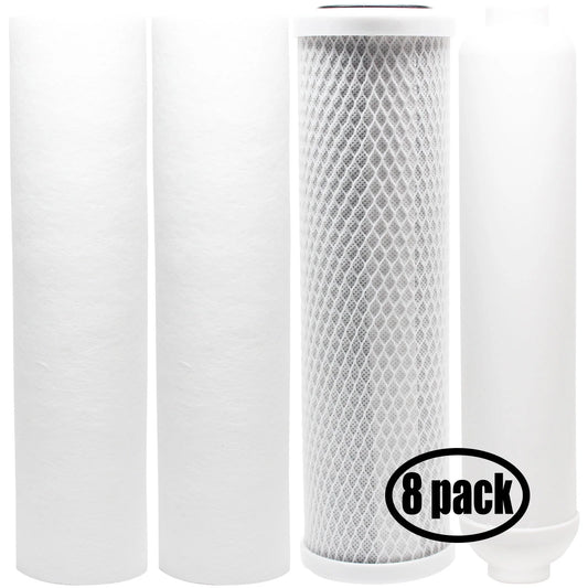 8-Pack Replacement for Filter Kit for PurePro EC105-UV RO System - Includes Carbon Block Filter, PP Sediment Filters & Inline Filter Cartridge - Denali Pure Brand