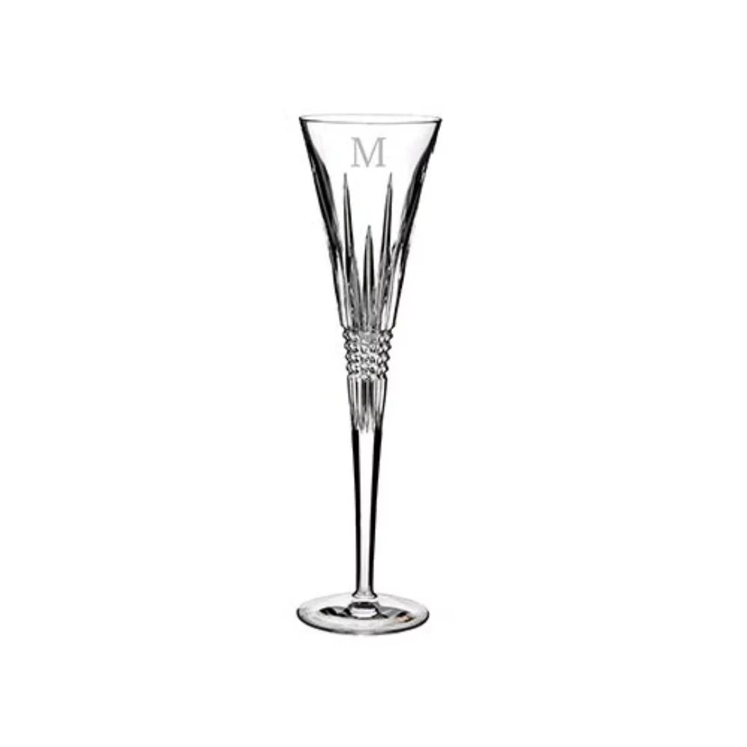 Waterford Lismore Diamond Block Letter Monogram Toasting Flutes Set of 2