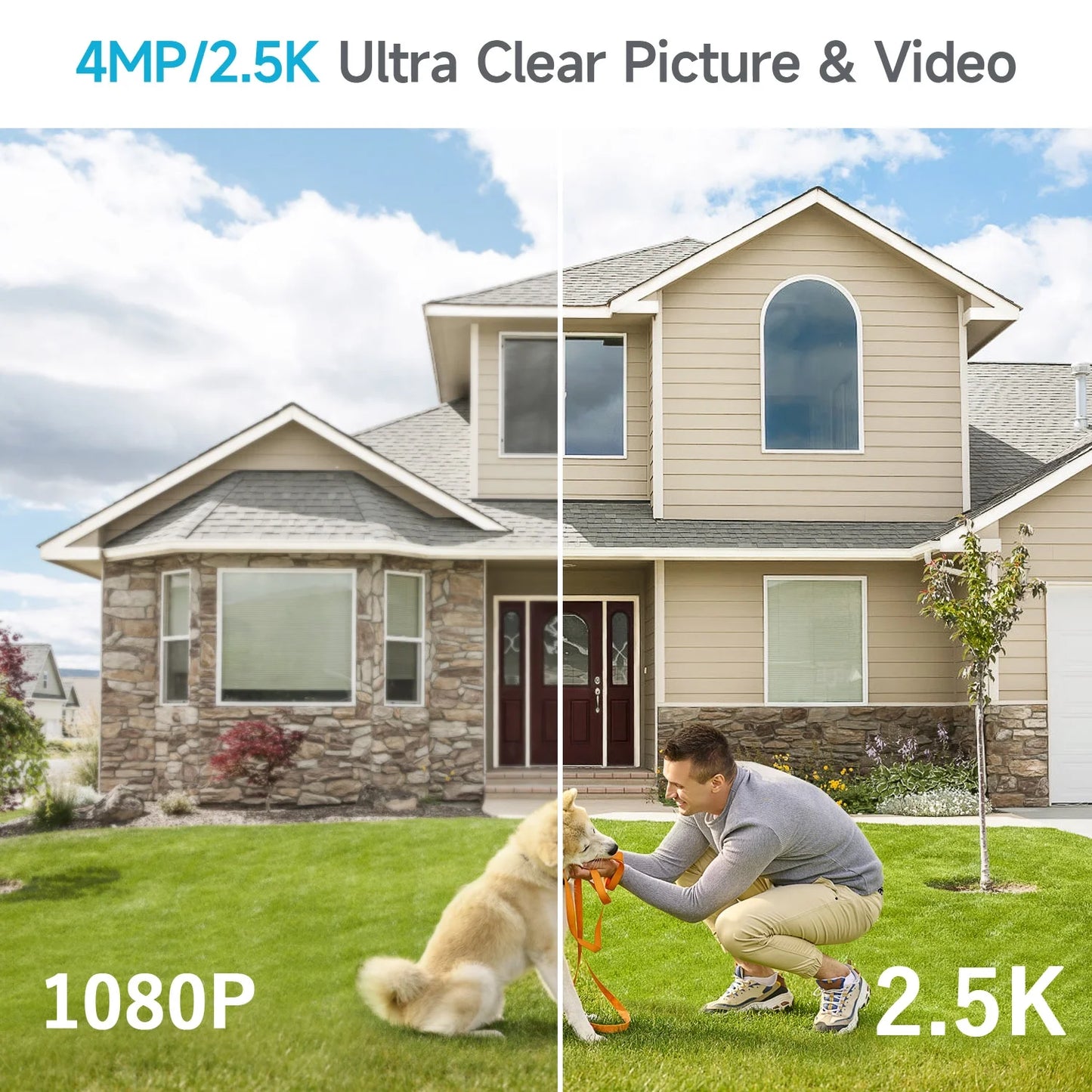 XVIM 4MP Wireless Security Camera Outdoor, 2.5K Battery Powered Home Security Camera with Spotlight Night Vision, 2.4GHz WiFi, Cloud/SD Card Storage, 2-Way Audio, Waterproof, PIR Motion Detection