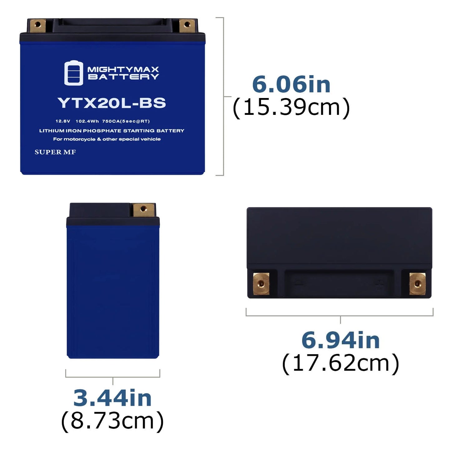 YTX20L-BS Lithium Replacement Battery compatible with Kawasaki Jet Ski JT900 STS, STX 97 - 05