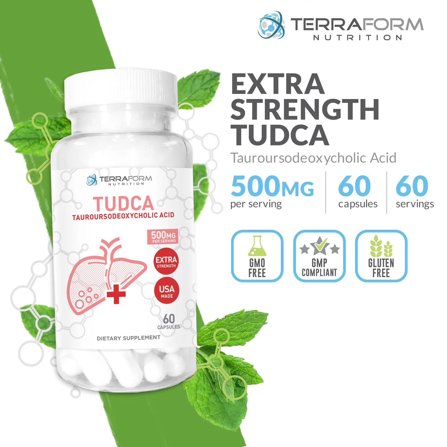 (2 Pack) TUDCA (Tauroursodeoxycholic Acid) - 500mg - 120 Capsules - Help Supports Liver Health