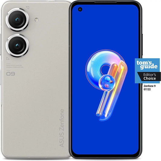 ZenFone 9, 5.9” FHD+ 2400x1080 AMOLED 120Hz, 50MP/12MP Dual Camera, 8GB, 256GB, 5G LTE Unlocked Dual SIM, White, US Version, AI2202-8G256G-WH