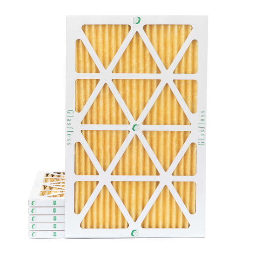 6 Pack of 12x25x1 MERV 11 Pleated Air Filters by Glasfloss. Actual Size: 11-1/2 x 24-1/2 x 7/9