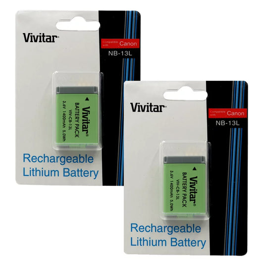 Two Vivitar Rechargeable Replacement Battery Canon NB 13L for Canon PowerShot SX720 HS Digital Camera